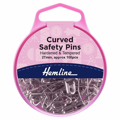 H418.0 Curved Safety Pins: Nickel: 27mm: 100 Pieces.. 